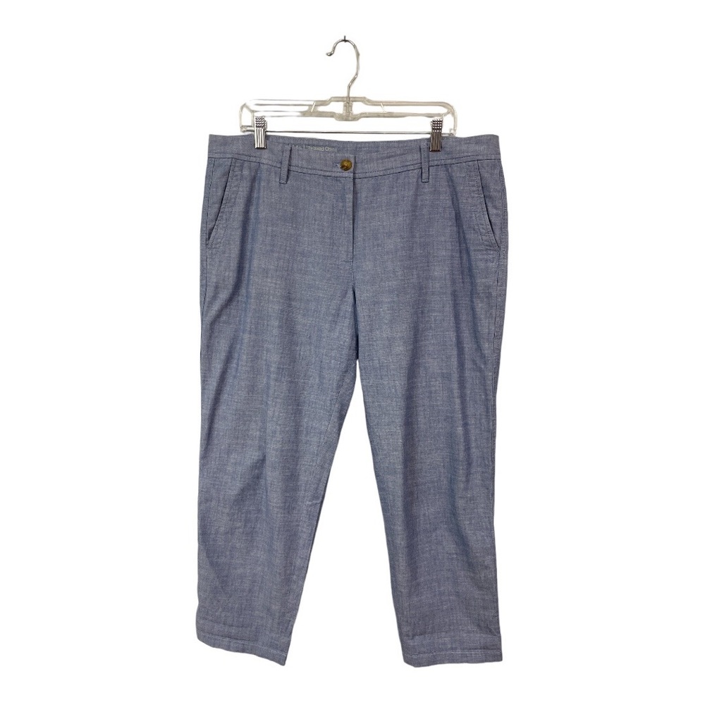 Talbots NEW Women's Petite 14 14P Relaxed Chino Pants 100% Cotton Blue Pockets
